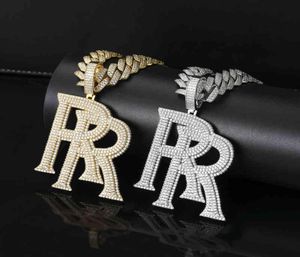 men039s hiphop Necklace roddyricch same double r Rolls Royce letter Pendant6441305