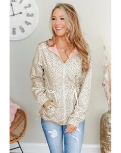 Wholesale New supply of assault jackets leopard print zippered sweater women's hooded loose fitting hoodie