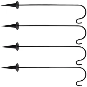 Hooks Outdoor Shepherds Garden Black 4 Pack 24 Inch Pole Bird Feeder Plant Lantern Solar Light Hanger