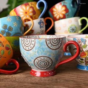 Mugs 480ML Hand-painted Ceramic Mug For Women Large Capacity Microwaveable Cup Milk Breakfast Coffee American Style Handmade