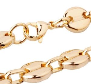 Schiff 1803903932039039 Wählen Sie die Lenght Edelstahl Gold Kaffeebohnen Halskette 9mm breit glänzend für Wome4965366