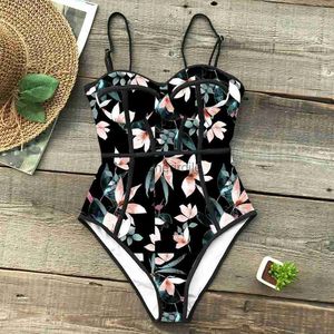 Kobiety w letnim stylu stroju kąpielowego One Piece Swim stUit for Women Drukuń palmowy liście kąpieli nadrukowane monokini podkładka kąpielowa garnitur plażowy noszenie kobiety Bain yq231218