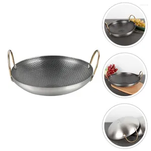 Pans Double Ear Pot Stainless Steel Non Stick Pan Frying Kitchen Cooking Utensil