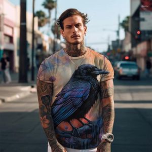 Herren -T -Shirts Sommer Kurzfilm -Shirt Street Fashion Dark Bird 3D gedruckt lose große Größe