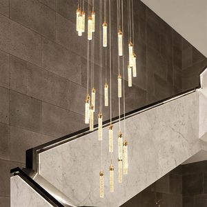 Led lustres de cristal espiral moderna sala estar lâmpadas iluminação da escada longos cristais lustre decoração para casa luzes lustre salon298r