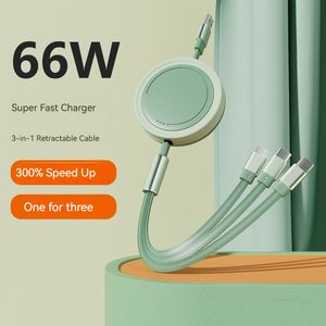 Cavo di ricarica super veloce da 66 W per telefoni cellulari Android e Apple con lunghezza 1,1 M Vendita all'ingrosso di buona qualità Supporto TYPE-C, interfaccia Lightning Cavo USB cellulare scalabile