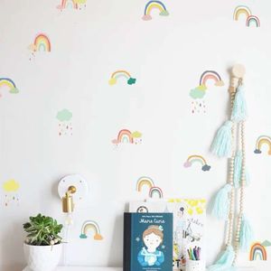 24pcs/set Colorful Cute Rainbow and Clouds Raindrop Wall Stickers for Bedroom Nursery Room Decorative Stickers Kids Room Decals