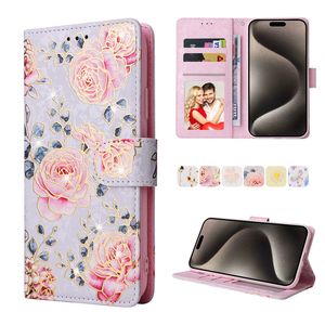 Luxury Glitter Folio Butterfly Phone Case for iPhone 15 14 13 Pro Max Samsung Galaxy S24 S23 Ultra S23FE A22E A23E A23S A05 A05S A04E 3 Card Slots Leather Wallet Shell
