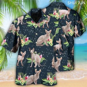 Men's Dress Shirts Siamese Cat Hawaiian Summer Lover Beach Clothing Unisex Shirt For Him Men Top Tees 231213