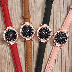 Andra klockor Top Brand Luxury Watch Women stjärnor Little Point Frosted Quartz Watch Leather Band Watch Analog Write Watch Ladies Reloj Mujerl231214