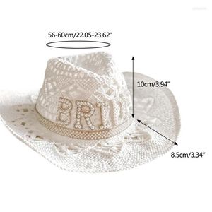 Berets Hollow Out Bride Letter Cowgirl Hat Novelty Cowboy Summer Beach Western Fancy Dress Accessory Drop194J