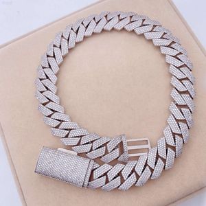 Buss Down Luxury Hip Hop Jewelry 18mm 4 Rows Iced Out Moissanite Miami 925 Cuban Link Chain