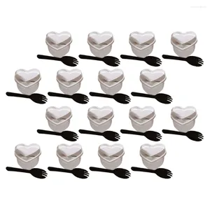 Bicchieri usa e getta Cannucce 50 Set Tazza da dessert Mousse con coperchio Parfait in plastica Polistirolo Budino a forma di cuore