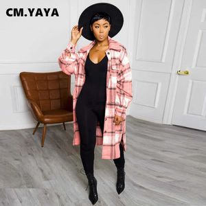 Women's Blouses Shirts CM.YAYA Autumn Winter Women Long Sleeve Button Turn-down Neck 2023 Elegant Long Blouses and Shirts Style Wool and Blend Trench YQ231214