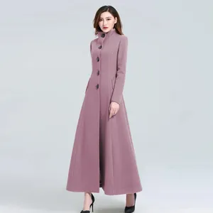 Women's Wool Women Woolen Coat Winter Elegant Jacket Long Trench Thick Warm Tops Vintage Dress Overcoat