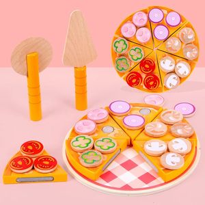 Кухни Play Food 27 шт. Пицца Деревянные игрушки Кулинария Моделирование Посуда Детская кухня Притворись Игрушка Фрукты Овощная игра для резки 231213