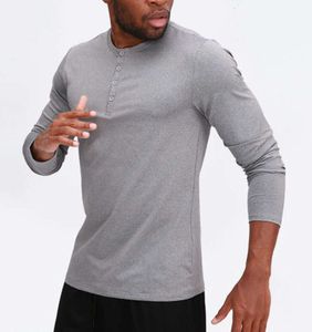Lu Men Yoga Outfit Sports Långärmad t-shirt Mens Sport Style Collar Button Shirt Training Fitness Clothes Elastic Quick Dry Wear av tunt och torrt snabbt1234