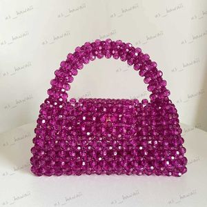 Sacos de noite Handmade Bead Bag Long Chain Hand-Woven Celebrity Handbags Design exclusivo Ladies Party Bag Top-handle Phone Purses and Handbags T231214