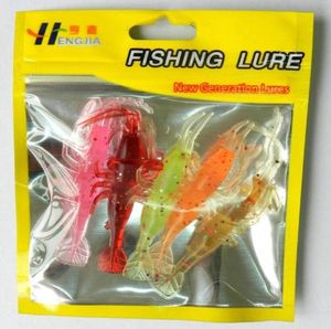 Ny lysande simulering av bläckfiskfiske Lure Bionic Plastic Soft Räkor Prawn Baits For Fershwater Fishing 5PClot9312120