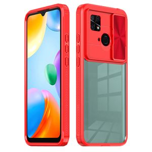 Capa de câmera deslizante designer casos de telefone celular para redmi a1 plus nota 9 10 10s 11 pro cristal claro armadura à prova de choque caso de telefone escudo