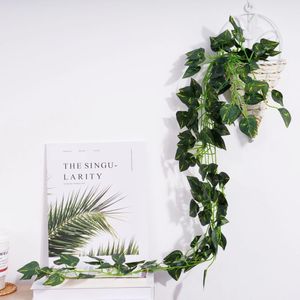 Decorative Flowers Artificial Plant Creeper Green Wall Hanging Vine Home Garden Decor Rattan Wedding Party DIY Fake Wreath Leaves Ivy