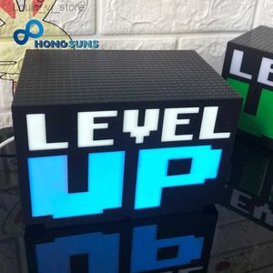 Gece Işıkları Seviye Up Pixel Şekil 3D İllüzyon Led Erkek Gece Işıkları Video Oyunu Görsel Eylem Modeli Ses Kontrol lambası Kutusu Doğum Gift YQ231214