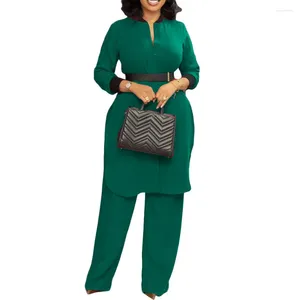 Etnik Giysiler Afrika Giysileri Kadınlar Yaz Kılıf Kırmızı Mavi Yeşil İki Parçası Kemerli Üst ve Pantolon Takımları