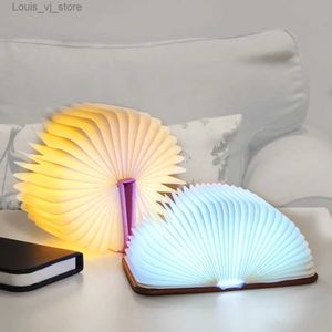 Ночные огни Led 7 Color Book Night Light Складная раскладная книга Настольная лампа Ночная лампа Многофункциональный домашний декор Свадебные украшения Рождественские дети YQ231214