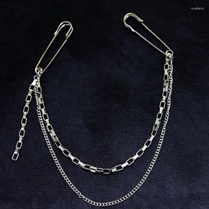 Spille Ciondolo punk Spilla a doppia spilla Spilla da strada lunga catena in metallo Giappone Corea per uomo Donna Accessori di gioielli alla moda