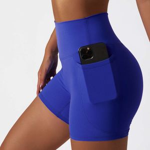 Lu Lu Align Shorts de bicicleta de cintura alta Naded Sport Yoga Lemon LLs Bottom com bolsos Lady Garment Gym Leggins Cortos