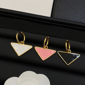 3 Colors Women Designer Stud Earrings Gold Color Triangle Pendant Luxury Trendy Brass Engagement Hoop Wholesale