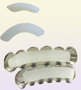 6 denti argento personalizzato superiore inferiore Grillz Bling bocca denti caps griglie Hip Hop1173689