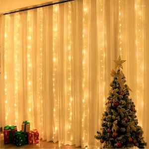 Strängar LED Curtain String Lights Garland Juldekor 8 Lägen USB Remote Control Wedding Holiday Party Fairy For Bedroom Home