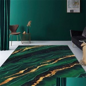 Carpets Modern Luxury Green Living Room Rug Decoration Emerald Carpet Abstract Big Floor Mat Washable Bedroom Anti-Slip Customize 22 Dha6N
