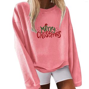 Women's Hoodies Fleece Sweatshirt Women Chest Christmas Letter Printed Round Neck Strip Hoodie Long Sleeves Little Boy