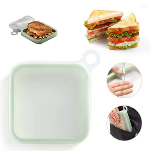 Geschirr-Sandwich-Toast-Bento-Box, umweltfreundlicher Lunchbehälter, mikrowellengeeignet, wiederverwendbar, Silikon