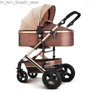 Strollers# Strollers Baby Stroller 2 In 1 And Car Seat Set Four Wheels High Landscape Pram Carriage Basket Luxury Travel Q231215