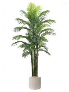 Flores decorativas Areca simulação de palmeira planta verde grande anêmona árvores falsas decorações de piso interno