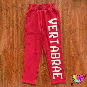 Calças masculinas Puff Print Red Vertabrae Calças Homens Mulheres 3D Branco Vertabrae Calças Jogger Sweatpants Calças Terry de Alta Qualidade T231214