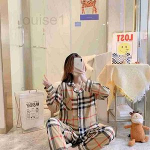 Women's Sleepwear Designer Brand Couple Pajamas Spring and Autumn New Pure Cotton Long Sleeved Outwear Wind Large Size Winter Men's Home Furnishings Y1P2