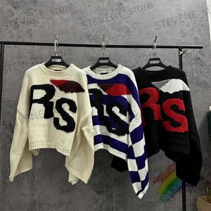 Men's Sweaters 2023fw RAF SIMONS RS Sweater Men Women 1 1 Top Quality Round Neck Bat Shirt Sleeve Knit Sweatshirts T231214