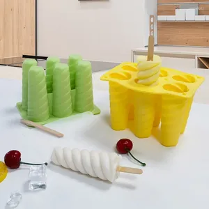 Baking Moulds 6-link Spiral Ice Cream Silicone Mould For Home Use Children's Popsicle Food Grade Grinding Tool 1PC