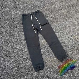 Calças masculinas SS23 Sweatpants Homens Mulheres 1 1 Melhor Qualidade Vintage 3D Sile Impressão Jogger Calças de Cordão T231214