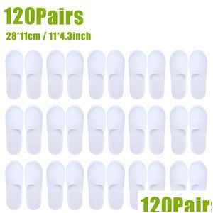 Slippers Slippers 24/40/80 Pairs Spa For Guests Closed Toe Disposable House El Men Women Home Drop Delivery Shoes Accessories Otkch