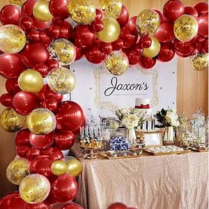 Christmas Decorations 106pcs Red Gold Balloons Garland Arch Kit for Birthday Wedding Bridal Shower Bachelorette Party Decoration 231213