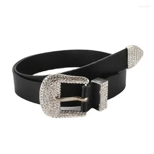 Bälten Western för Rhinestone Buckle Belt Crystal Studded Luxury Kjol