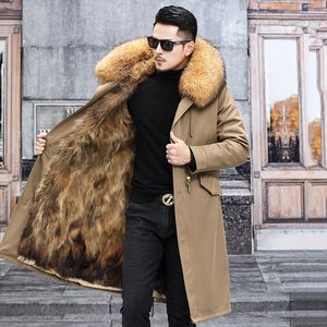 Fox Fur Jacket Men Winter Coats Bluzy ciepłe kurtki z futrem na zewnątrz płaszcze Winsbreakers plus rozmiar