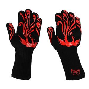 Anpassad aramidgrillbomull Silikonugn Mitts Handskar Extrem värmebeständig handske Grill BBQ Glove för matlagning Bakning
