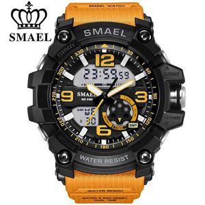 Smael Men Military Watch 50m vattentät armbandsur LED Quartz Clock Man Relogios Masculino 1617 Digital Sports Watches Men's271J