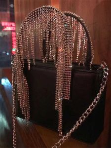 Evening Bags Fashion Tassel Diamonds Handbags for Women 2023 New High Capacity Top-Handle Bags Luxury Designer Shoulder Crossbody Bags T231214